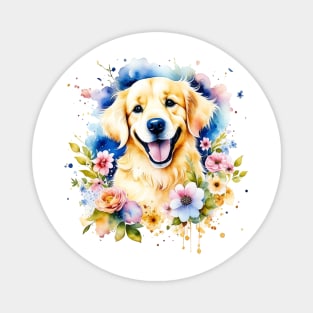 Golden Retriever - Cute Smile Dog Watercolor Magnet